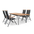 Selected Home Nice matgrupp Silver/svart i teak 4 chairs & bord 152-210 cm