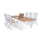 Selected Home Nice matgrupp White/vit i teak 6 chairs & bord 224-304 cm
