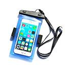 Waterproof case with a PVC phone band blue