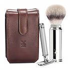 Mühle Brown Travel Shaving Set R89 Silvertip Fibre