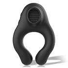 Ring BLACKSILVER COCK VIBRATING LICKING SILICONE RECHARGEABLE BLACK