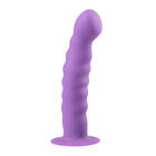 EasyToys Silicone Suction Cup Ribbed Anal Dong (Färg: Lilla)