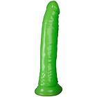 RealRock Glow in the Dark Slim Dildo med Sugpropp 18 cm Grön