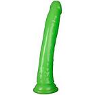 RealRock Glow in the Dark Slim Dildo med Sugpropp 23 cm - Grön