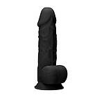 RealRock Shots Ultra – 21.6 cm silikon dildo med bollar – svart