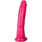 RealRock Glow in the Dark Slim Dildo med Sugpropp 18 cm Ljusrosa