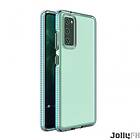 JollyFX JollyFX Spring Case klart TPU gel skal med färgstark ram för Galaxy S21 5G - Ljusblå