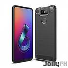 JollyFX Carbon Case Flexible Cover TPU Case for Asus Zenfone 6 ZS630KL Svart