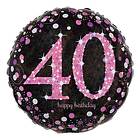 Folieballong 40 Happy Birthday Rosa Sparkling