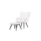 Venture Home Fåtölj Como Single Sofa w Ottoman Black White Boucle 30020-101