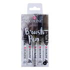 Panduro Hobby Brush Pen Set Grey 5-pack