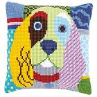 Broderikit Kuddfodral Korsstygn på målad duk Modern Dog 40 x 40 cm Vervaco