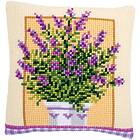 Broderikit Kuddfodral Korsstygn på målad duk Lavender In Pot 40 x 40 cm Vervaco