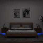vidaXL Väggmonterade sängbord med LED-lampor 2 st brun ek 836825