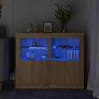 vidaXL Sängbord med LED-lampor 2 st sonoma-ek konstruerat trä 836635