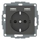Schneider Electric WDE003179 Vägguttag 1-vägs, 2xUSB, 4A, antracit