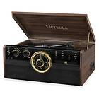 Victrola VTA 270B Empire 6-in-1 Wood Vintage Bluetooth Record Player with 3-Speed Turntable, CD, Cassette Player, FM Radio, Built-in Speaker