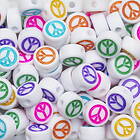 Panduro Hobby 165 pärlor med färgglada fredssymboler peacemärken, Ø7 mm