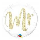 Glitter Folieballong Rund Mr Guld