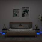 vidaXL Sängbord med LED-lampor 2 st betonggrå 40x39x37 cm 836805