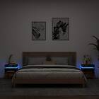 vidaXL Sängbord med LED-belysning 2 st rökfärgad ek 40x39x48,5 cm 836793