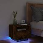 vidaXL Sängbord med LED-lampor rökfärgad ek 40x39x37 cm 836806