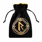 Black Runic & golden Velour Dice Bag