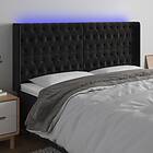 vidaXL Sänggavel LED svart 183x16x118/128 cm sammet 3124446