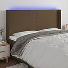 vidaXL Sengegavl LED mörkbrun 203x16x118/128 cm tyg 3123793