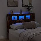 vidaXL Sänggavel LED rökfärgad ek 140x18.5x103.5 cm konstruerat trä 837348