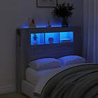 vidaXL Sengegavl LED grå sonoma 120x18,5x103,5 cm konstruerat trä 837342