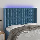 vidaXL Sänggavel LED blå 147x16x118/128 cm sammet 3124534