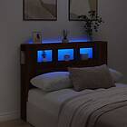 vidaXL Sänggavel LED brun ek 140x18.5x103.5 cm konstruerat trä 837350