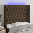 vidaXL Sengegavl LED mörkbrun 103x16x118/128 cm tyg 3124377