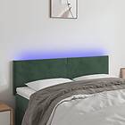 vidaXL Sänggavel LED mörkgrön 144x5x78/88 cm sammet 3121383
