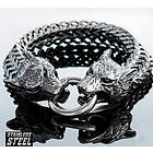 Northern Viking Jewelry NVJRA007 armband Steel Wolf Head
