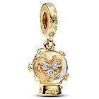 Pandora Moments Heart Snowflake Snow Globe 14k Gold-plated berlock 762825C01