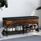 vidaXL Skobänk rökfärgad ek 102x32x45 cm konstruerat trä 835179
