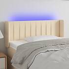 vidaXL Sengegavl LED gräddvit 93x16x78/88 cm tyg 3123461