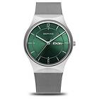 Bering 11938-008DD Day Date Classic Green Dial Stainless Watch