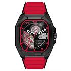 Diesel DZ7469 Men's Flayed Black Dial Red Silicone Strap Watch