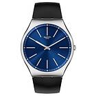 Swatch SS07S125 Formal Blue 42 Blue Dial Black Leather Watch