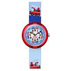 Flik Flak FBNP160 FIRETRUCK Blue Fire Truck Print Fabric Watch