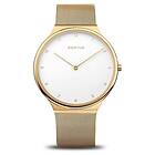 Bering 18440-334 Ultra Slim White Dial Gold Steel Mesh Watch