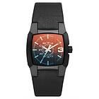 Diesel DZ2000 Cliffhanger Black Dial Black Leather Strap Watch