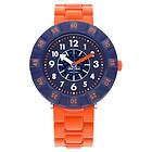 Flik Flak FCSP103 ORANGEBRICK Orange Silicone Strap Blue Watch