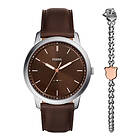 Fossil FS6019SET Men's Minimalist Gift Set (44mm) Brown Dial Watch