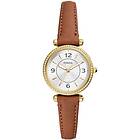 Fossil ES5297 Carlie (28mm) Silver Dial Brown Leather Watch