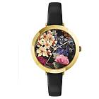 Ted Baker BKPAMF101 AMMY Floral Dial Black Leather Strap Watch