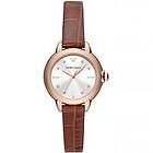 Emporio Armani AR11525 Women's Silver Dial Brown Leather Watch